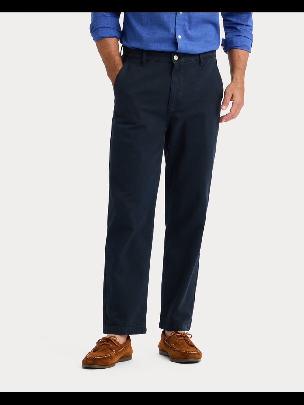 Men's Classic Straight Fit Pants in Navy -AA